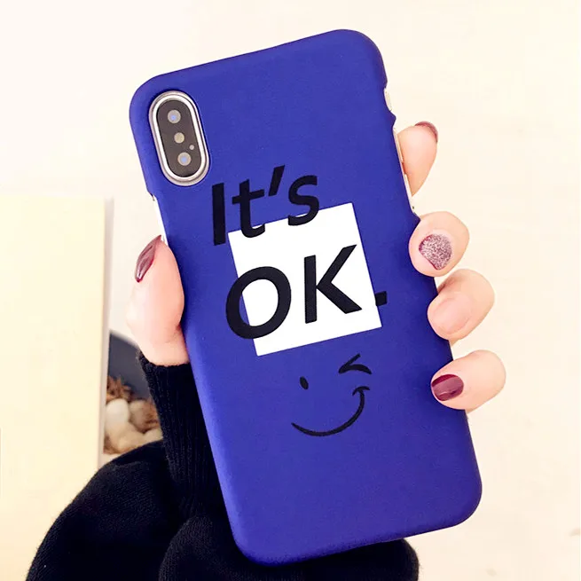 3D English Letter ITS OK Phone Shell Cases for IPhone 8 Plus Cases Slim Cute Hard Cover Coque