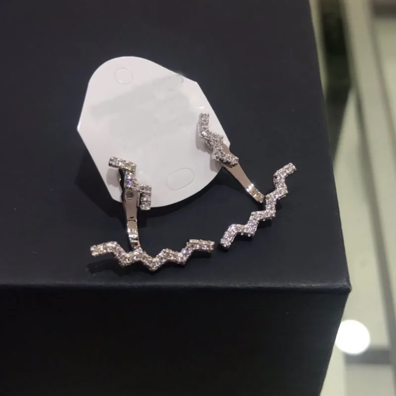

UMGODLY Luxury Brand Zigzag Wave Earrings Micro Cubic Zirconia Up and Down Earrings for Women Fashion Party Jewelry