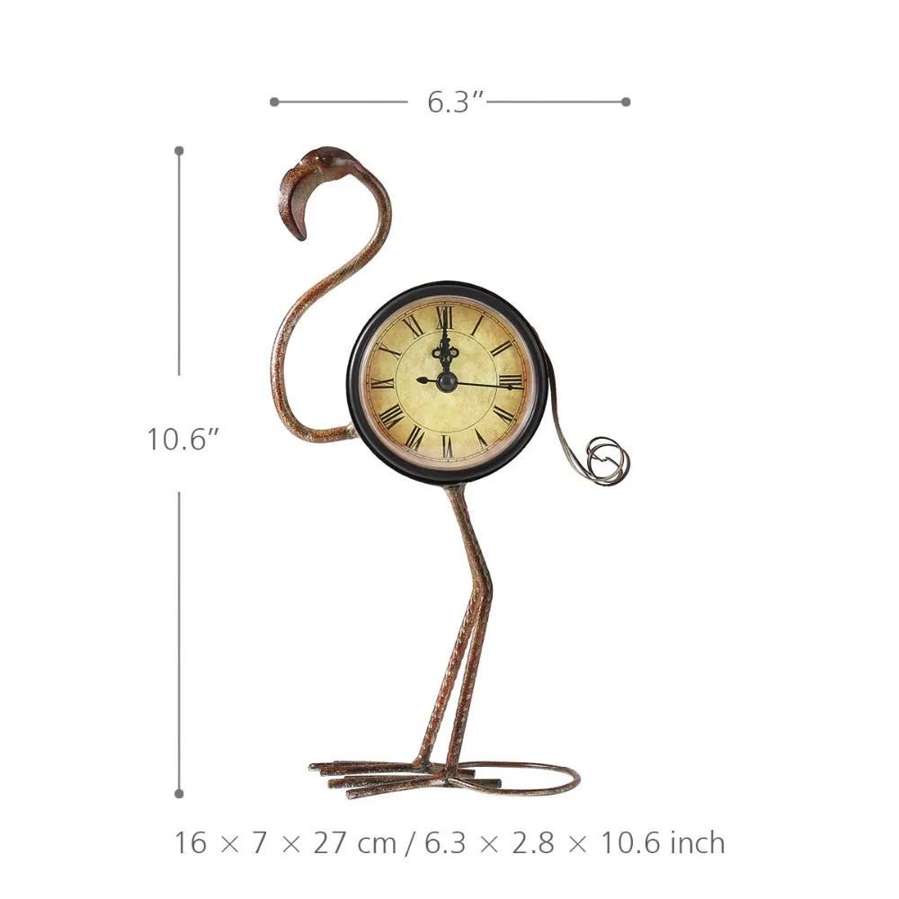 Vintage Flamingo Metal Art Decor Clock
