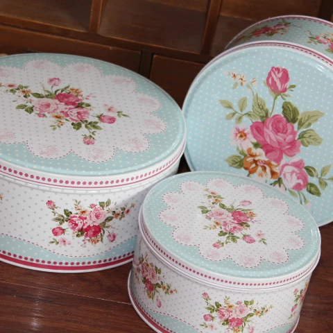 

Wave point flowers Floral pattern 3 different size in 1 lot weekend baking box, biscuit iron boxes natural cupcake container