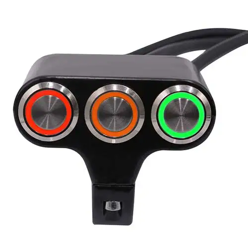 WUPP универсальные переключатели на руль мотоцикла, противотуманный светильник с креплением, клаксон, выключатель питания, алюминиевый с индикатором для Yamaha - Цвет: three buttons black