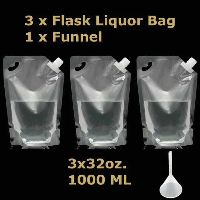 4pc 1000ml 32oz Clear Plastic Self Ng Flask Bladder Bag Leak 4pc 1000ml 32oz Clear Plastic Self Ng Flask Bladder Bag Leak Proof Funnel