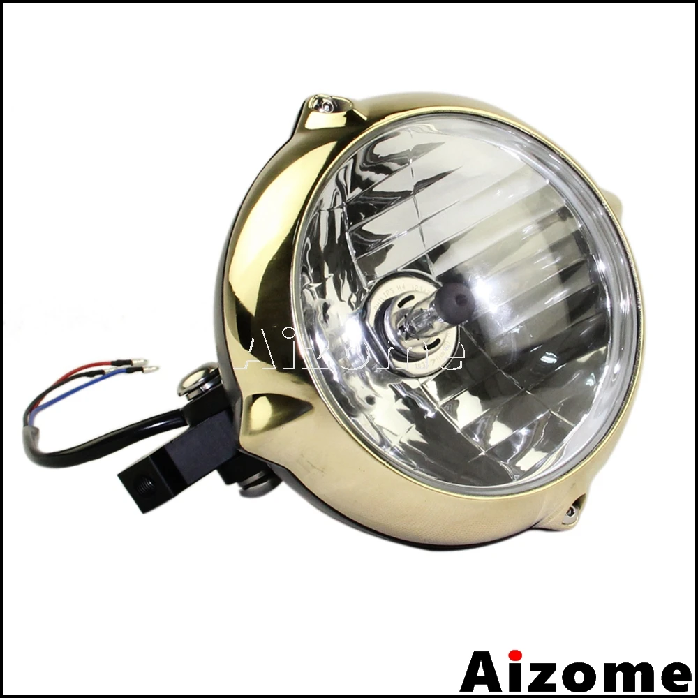 Motorcycle Retro Head Light Head Lamp For Harley Chopper Bobebr Cruisers Black