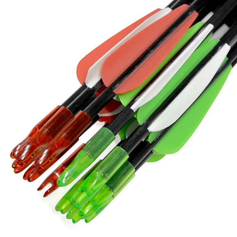 6 PCS 80cm Glassfiber Rubber feather Arrow Replaceable Arrowhead Length Archery Recurve Bow Hunting Children's Basic Training