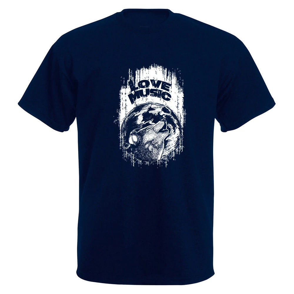 Мужская футболка с принтом Night Song наушниками Wolf Howl Moon и музыкальным 2019|tee shirt|t-shirt