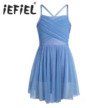 Iefiel для детей из шифона для девочек балетное платье без рукавов балетные и гимнастические комбинезон-трико для танцев Одежда для выступлений на сцене