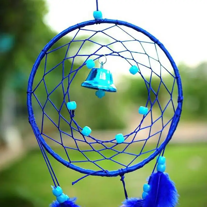 Blue Dream Catcher круговой сетчатый с перьями стене висит украшение Craft