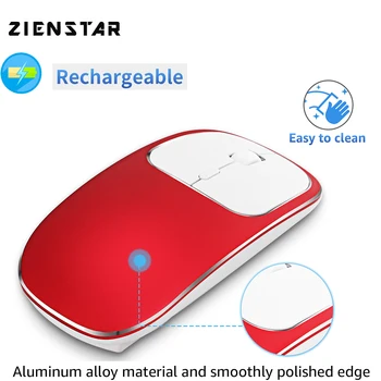 

Zienstar Aluminum Alloy Rechargeable Slim 2.4Ghz Wireless Mouse with USB Receiver,Silent Click,600Mah Battery forMac,Laptop,PC