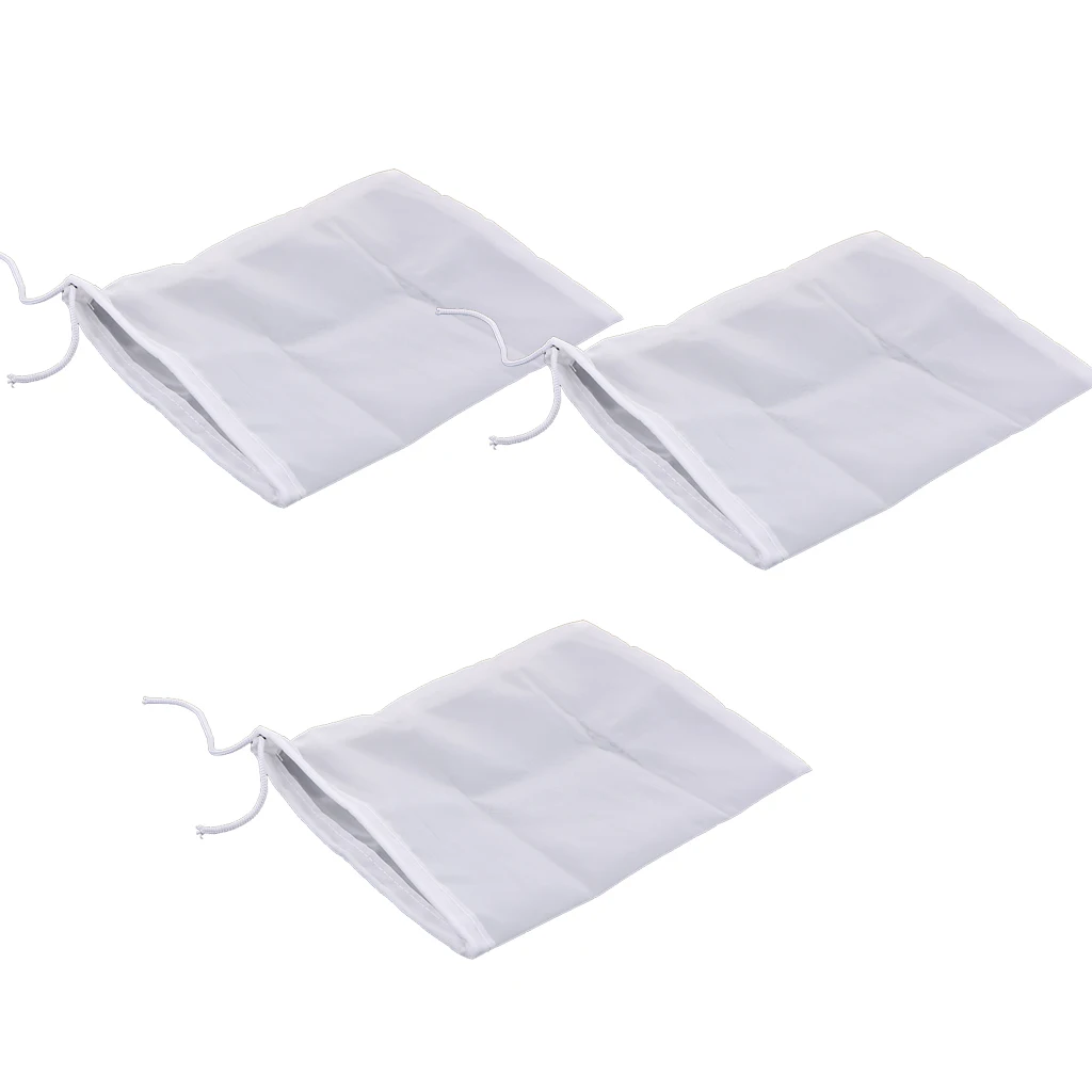 3 Pcs Milk Coffee Juice Reusable Nylon Mesh Strainer Filter Bag 15x20cm