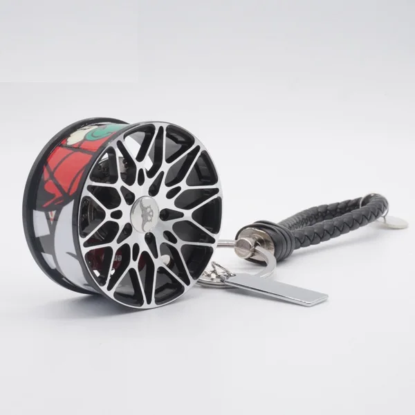 

Upscale Car Tuning Wheel Rim Keychain Key Chain Auto Turbo JDM Keyring with disc brake HellaFlush Rear Mirror Pendent Aluminum