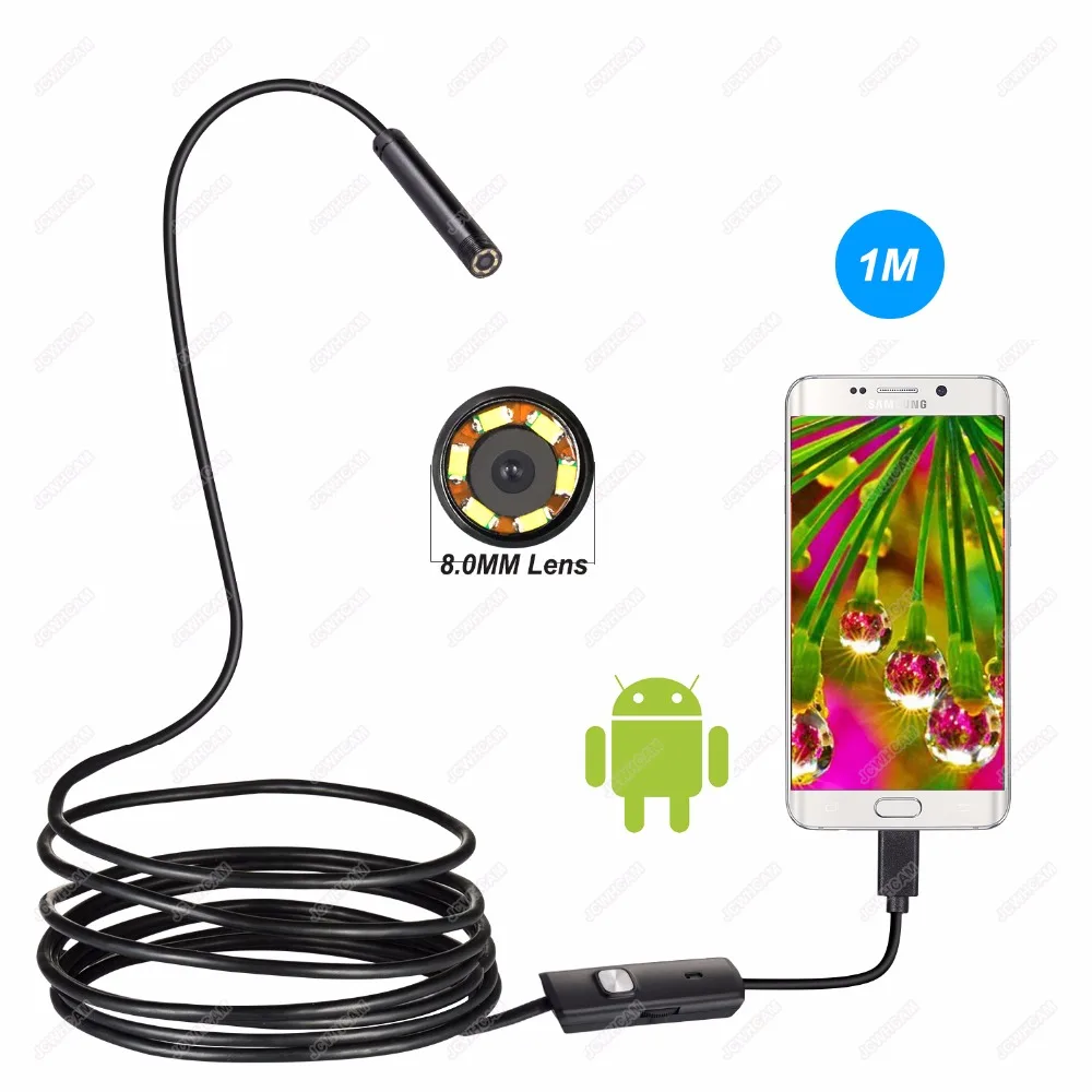 Эндоскопа Android USB Камера 1/2/5/10 M 8 мм трубы проверка для Android телефон мини-камера эндоскопа USB змея Водонепроницаемый кабель Камера