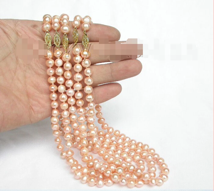 

Genuine wholesale 5piece pink freshwater pearls necklace j7426^^^@^Noble style Natural Fine jewe FREE SHIPPING