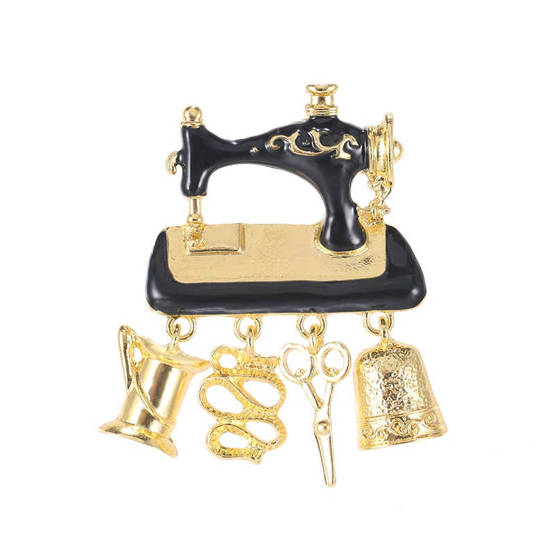 

WEIMANJINGDIAN New Arrival Vintage Style Sartorius Sewing Machine Brooch Pins in Gold Color Plated