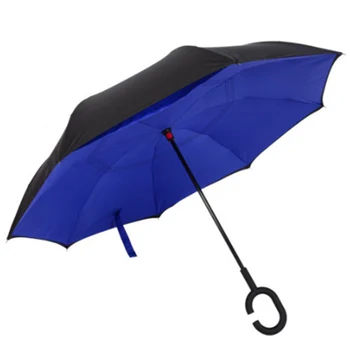 

Reverse Umbrellas For Double Layer Umbrella Cloth Inverted Umbrellas Shape Handle Windproof Umbrella Long Handle Rain Gear