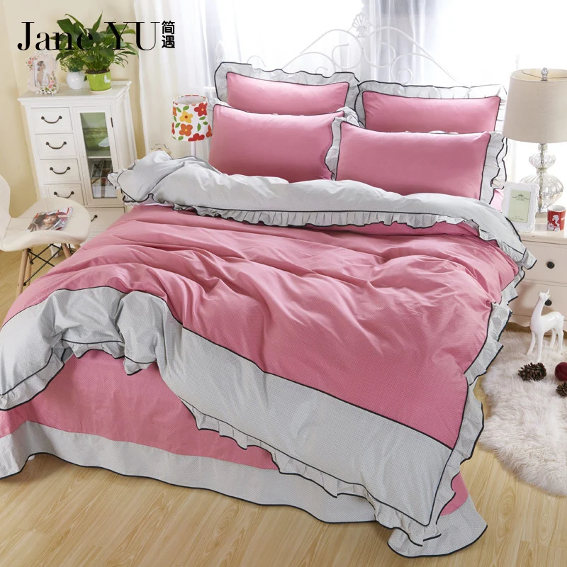 

JaneYU Fashion high end cotton linens bedding sets king size duvet cover+bedsheet+pillowcases