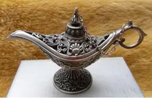 Коллекция Тибет Genie Масляная Лампа Старинные Серебряные старые медные Украшения Сада 100% реальная Тибетских Серебро Латунь