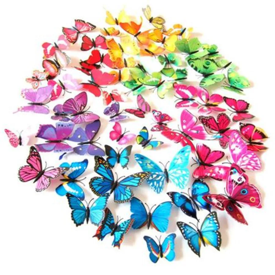 

12Pcs/Lot 3D PVC Wall Stickers Magnet Butterflies DIY Fridge Magnet stickers Home Decor Poster Kids Rooms Wall Room Decorations