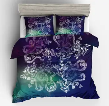 

Green Blue Gradient Bedding Set,3D Plant and Flower Design Duvet Cover Sets,Twin Queen King Size Fashion Decor 2/3PCS Bedclothes