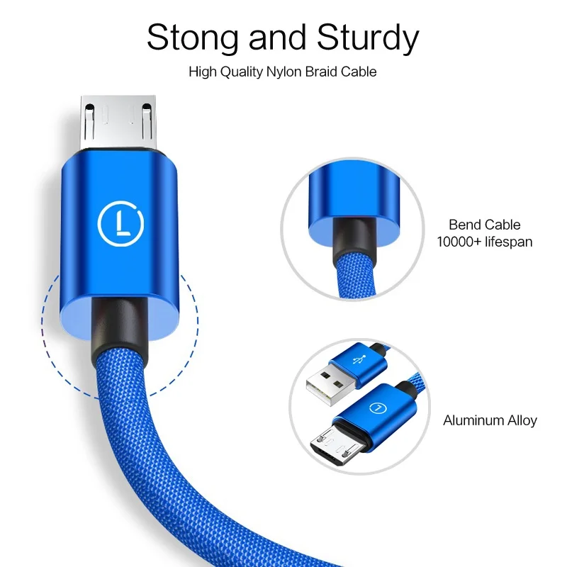 LINGCHEN Micro USB кабель для samsung быстрая Зарядное устройство зарядки передачи данных