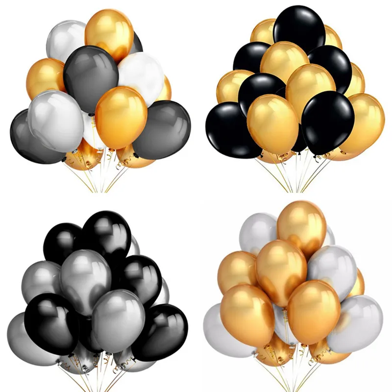 

20pcs/set Gold Silver Black Latex Balloons 12inch Pearl Birthday Wedding Party Balloons Baby Shower Anniversary Decors Supplies