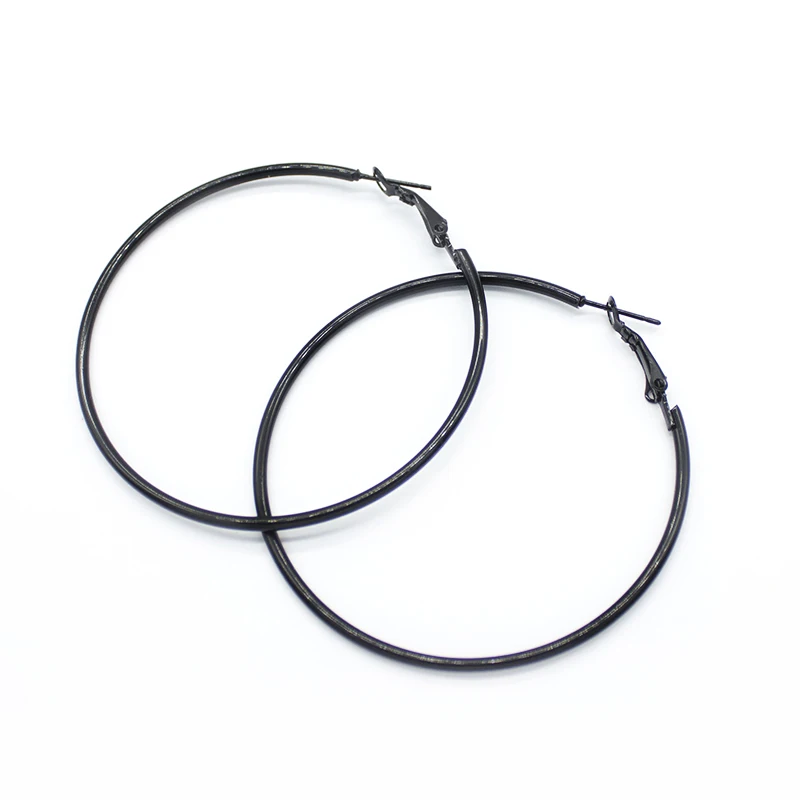 

EKUSTYEE Big Circle Black Gold Silver Hoop Earring for Women 3 Colors Round Punk Statement Earrings Jewelry
