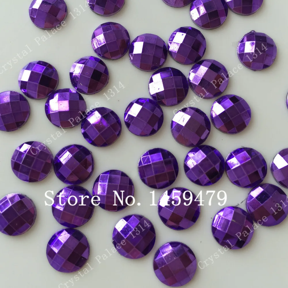 Изысканные стразы фиолетового цвета круглые акриловые 200 шт 10 мм приклеивающиеся свободные бусины драгоценный камень Pointback чистая поверхность