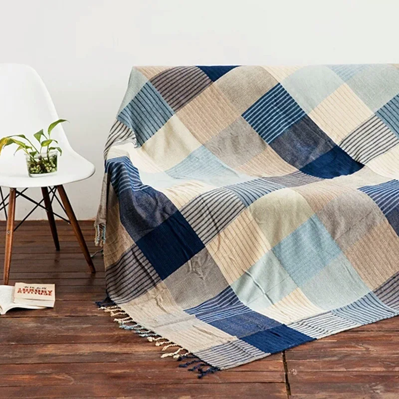 Chenille Bohemian Design Adults Tapestry Sofa Bed Blanket with tassels