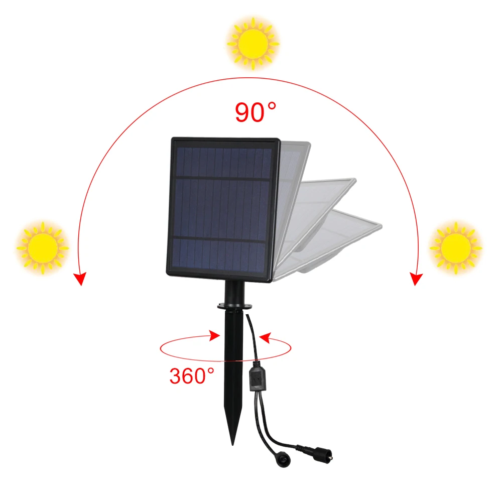 Solar ao ar T-sunrise Solar Powered Spotlight Luzes Brancas Quentes Painel Livre Iluminação Paisagem Quintal Jardim Árvore Separadamente Lâmpada 2 11 High Quality power spotlights