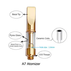 2 шт./лот Оптовая продажа-керамические золотистые Испарительный бак 0,5 мл толстый масляный картридж Pyrex стекло 510 cr-c атомайзер с