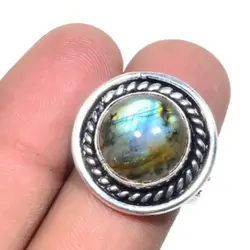 Лабрадоритовое кольцо серебро наложения более Медь, США Размеры 9, R4936