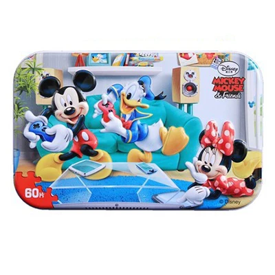 Disney 60 шт. принцессы деревянный железный ящик головоломки молодых одежда для малышей Раннее Образование puzzle Строительство игрушки подарок для детей лего - Цвет: 6