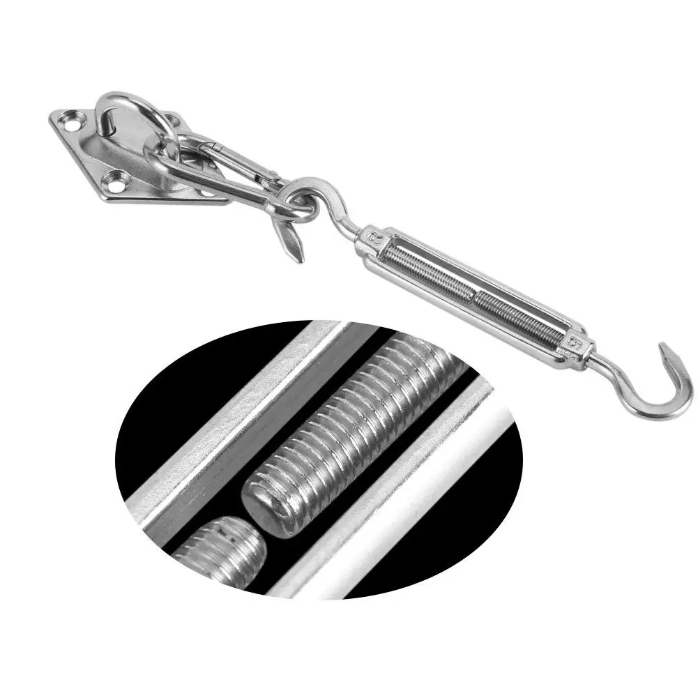 LGFM 8pcs Sun Shade Sail Complete Hardware Kit Silver Stainless Steel