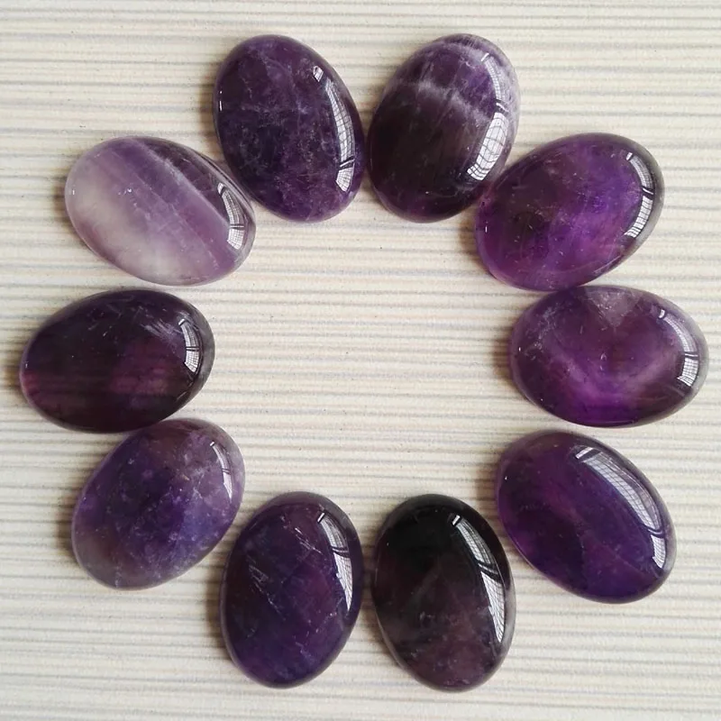 

Wholesale fashion Natural Purple crystal stone 25x18mm Oval CAB CABOCHON stone beads teardrop 10pcs/lot free shipping