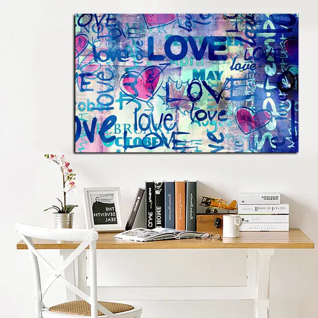 Strassenkunst Graffiti Love Quotes Abstrakte Olgemalde Auf Leinwand