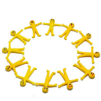 

5 Pieces/lot Can Pull The Little Doll Capsule Toys TPR Soft Plastic Expression Creative Small Yellow Man 4.8 cm x 4.5 cm