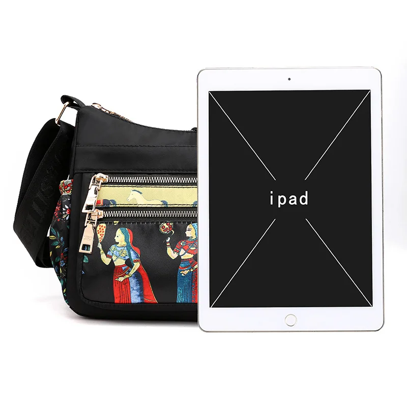 Women's nylon cloth printing single shoulder leisure bag new fashion bag large-capacity multi-layer waterproof bag