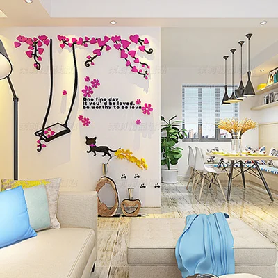 

Cute little kitty stickers acrylic 3D stereo bedroom wall decal children room wall decoration wall stickers