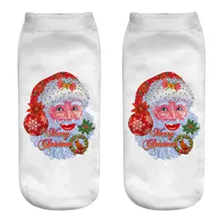 Новинка, 1 пара, рождественские носки для женщин и девочек, 3D принт, снеговик, Санта-Клаус, Зимние Теплые Носки с рисунком