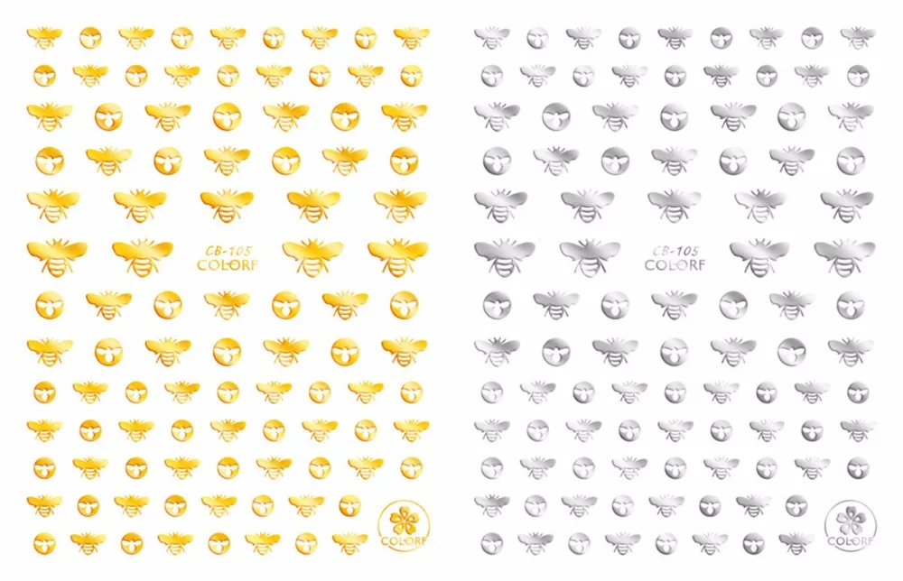 

5sheet Colorful Gold/Silver Japanese Nail Stickers Designs Gummed 3D Nail Art Stickers Decals Makep Art Decorations CB105-109