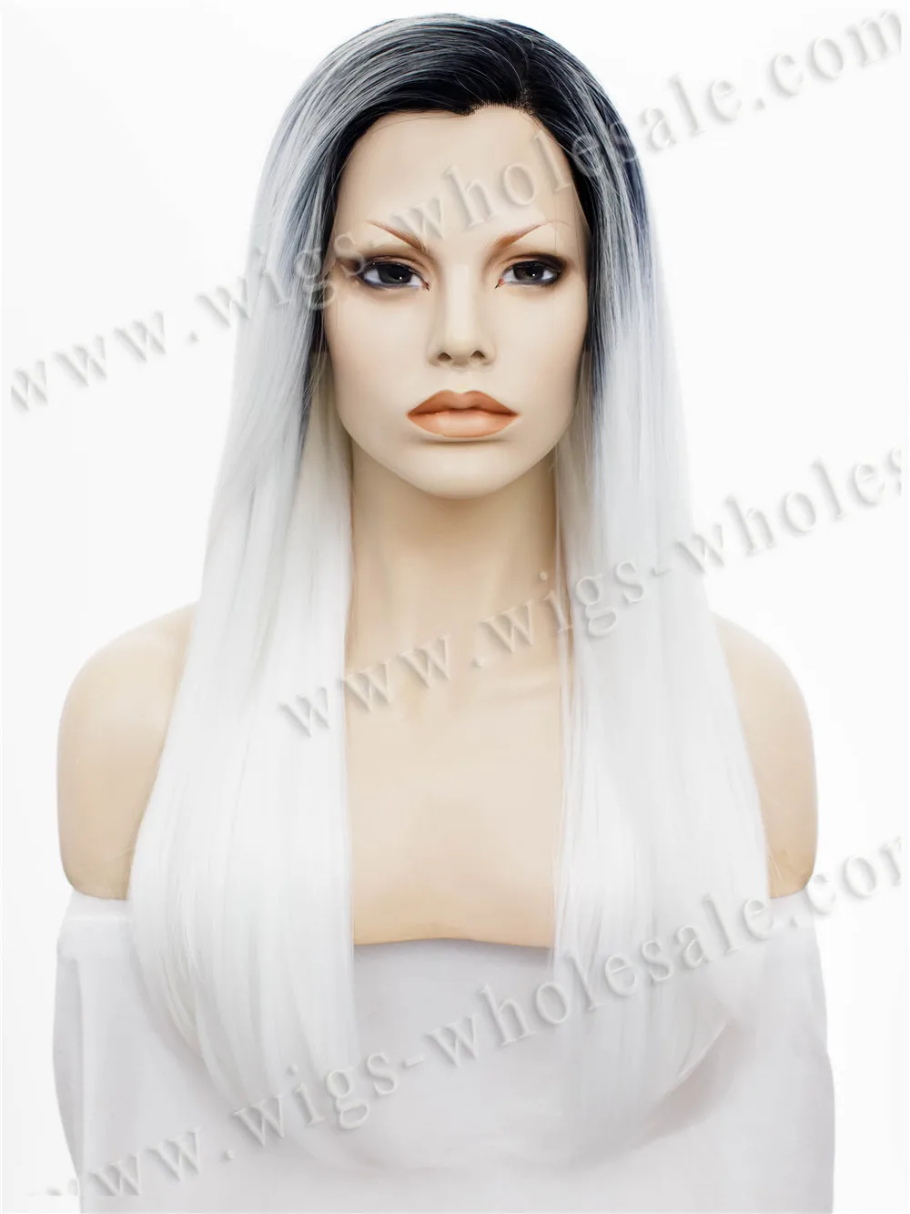 

Imstyle cosplay synthetic 24inch drag queens lace front wig black white  free shipping