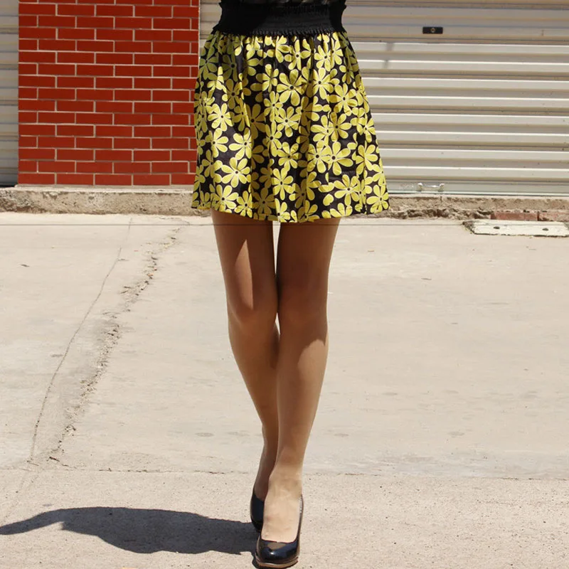 Модная 1 шт. женская летняя юбка Один размер винтажная мини шифоновая плиссированная юбка с принтом и высокой талией Короткая юбка