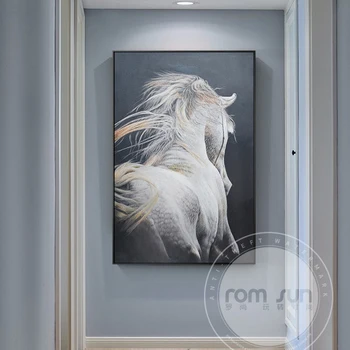 

Abstract Running White Horse Poster n Print Modern Decor Painting For Living Room Aisle Entrance Fashion Animal Wall Art Decor