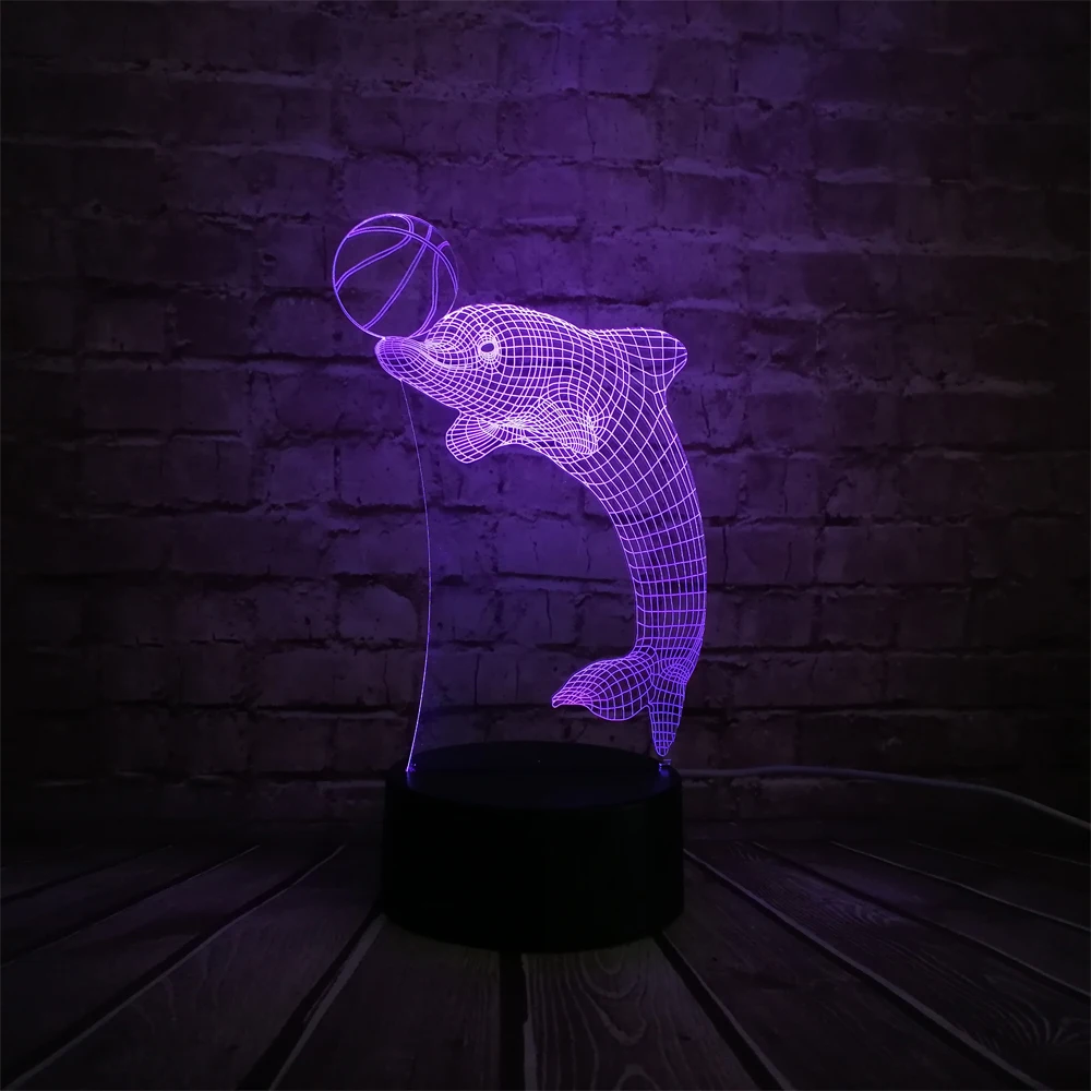 Kawaii Dolphin Play Ball 3D лампа Мультфильм USB ночник многоцветный светодиодный RGB Освещение Лампа Luminaria детская игрушка Рождественский подарок