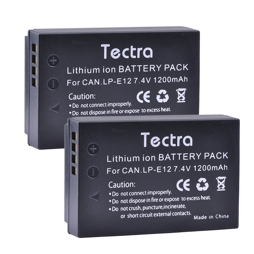 Tectra 2Pcs 1200mAh LP E12 LPE12 LP E12 Battery for Canon EOS M EOS M10