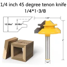 1/4 хвостовик Фрезерный резак гравировальный станок долото деревянный корпус Инструменты Деревообрабатывающий нож двери шкафа линии 45 градусов 1-3/8