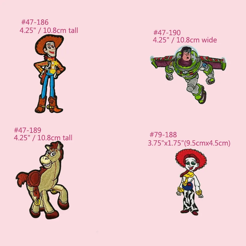 

Toy Story Woody Horse Pixar Buzz Lightyear Jessie the cowgirl applique Embroidered iron on patches for clothing