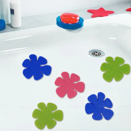 

5 Pieces/Lot Anti-microbial Antislip Floral Bathroom Mat For Baby PVC Bath Rug 4.53*4.33Inch Badematte Tapete Para Banheiro