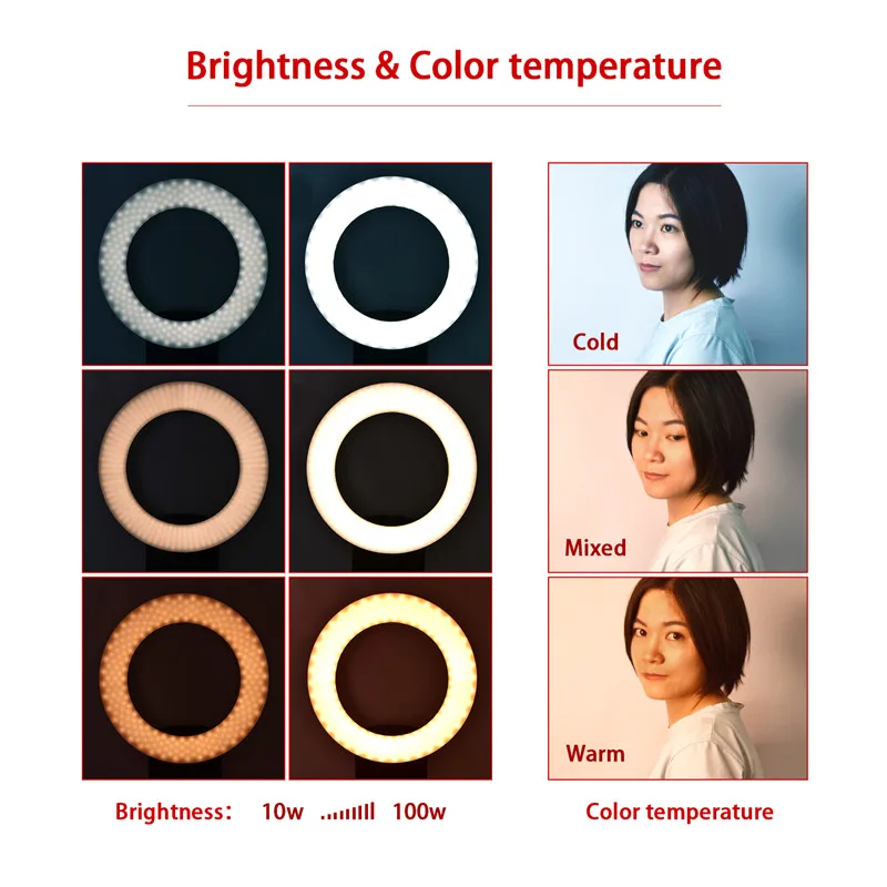 Fosoto фотографический светильник ing светодиодный кольцевой светильник батарея solt 3200 K-5600 K кольцевая лампа две Горячие туфли для камеры фото студия телефон видео