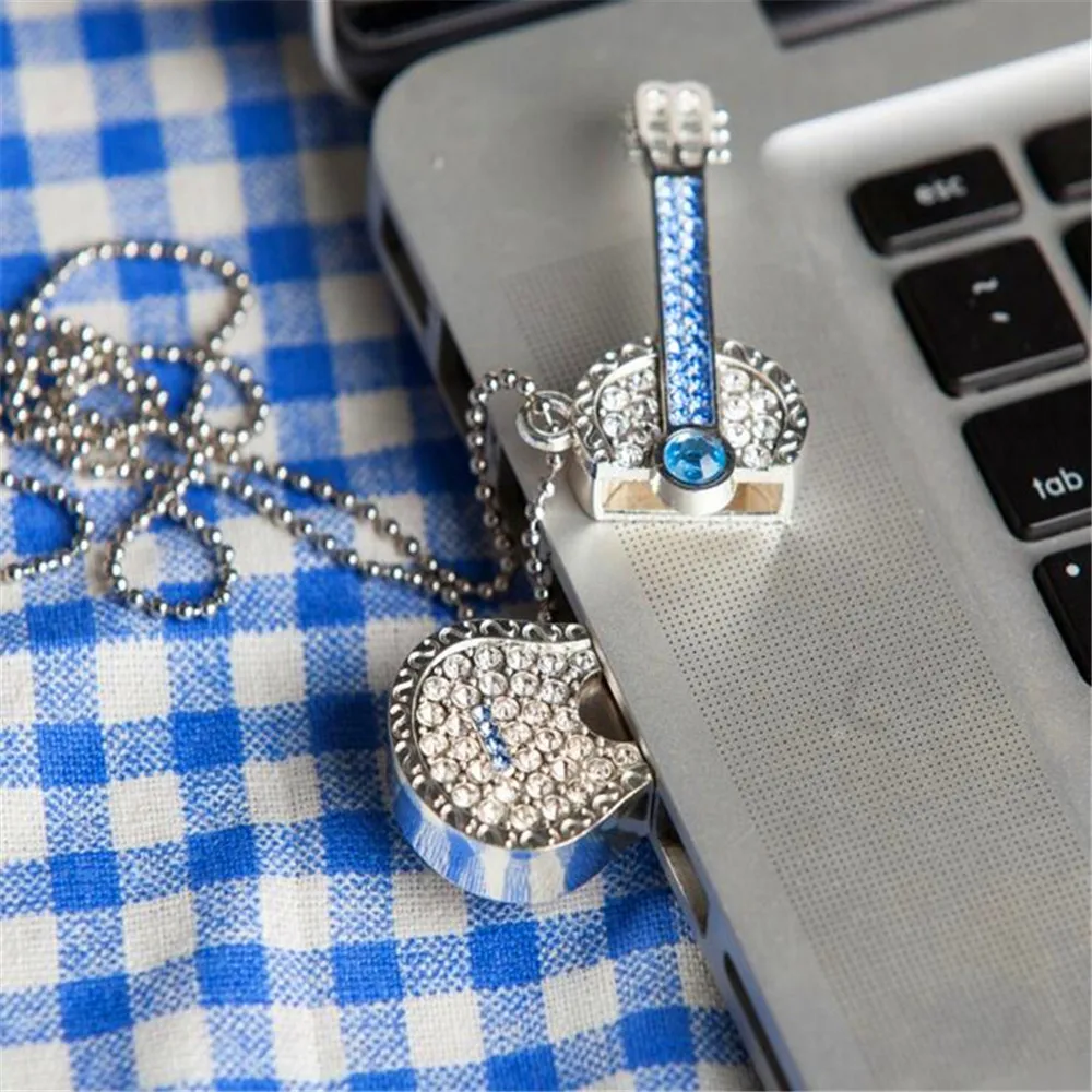 

32GB USB 3.0 Flash Pen Drive Rhinestone Guitar Pendrive Memory Stick Thumb USB Storage U Disk Upgraded Version
