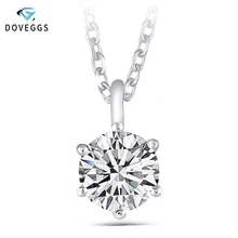 DovEggs Platinum Plated Silver Sterling 925 1.2CT 7MM GH Color Moissanite Slide Solitaire Pendant Necklace for Women Party Gift